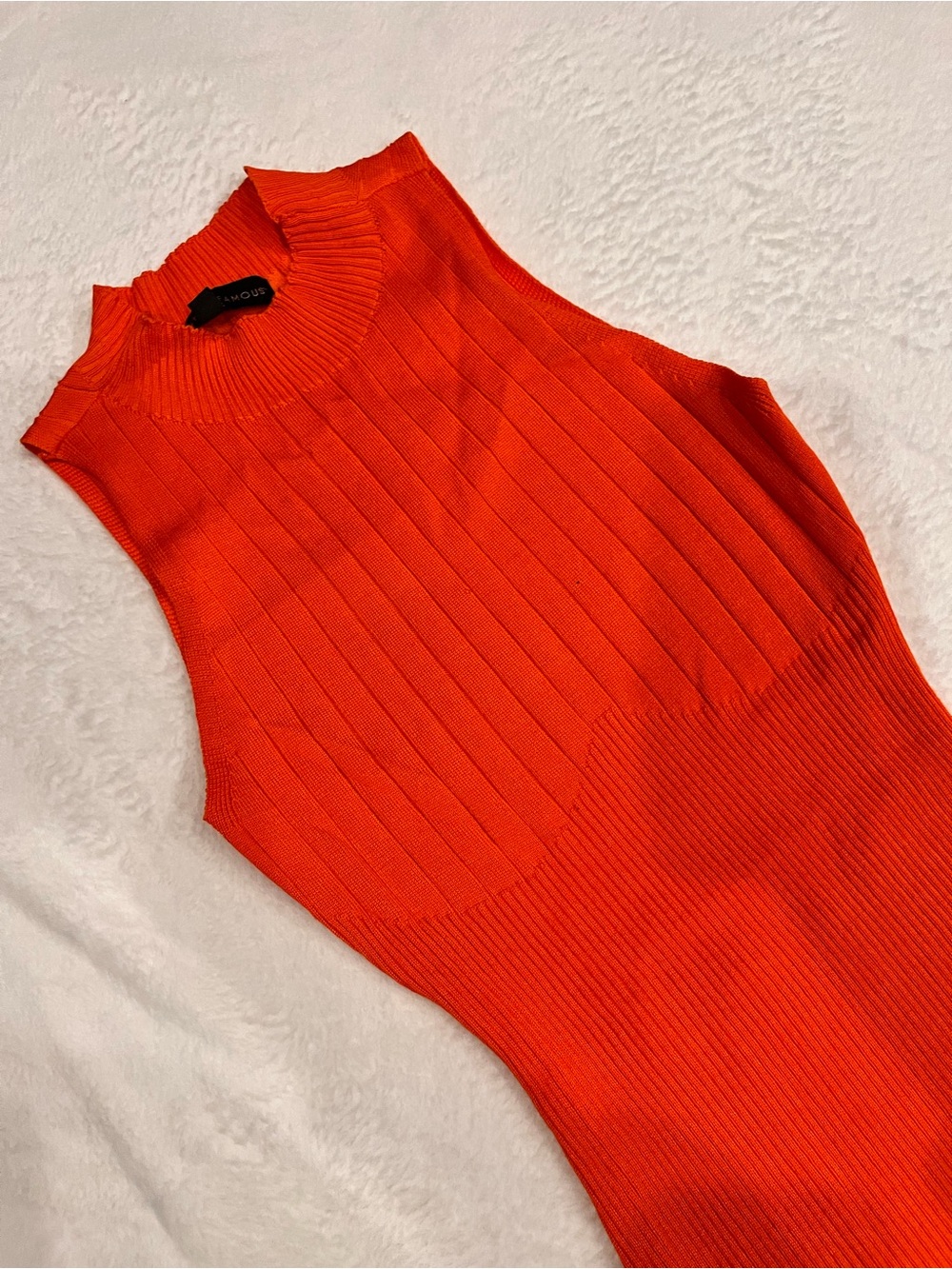 Almost Famous Vibrant Orange Ribbed Mock Neck Tank